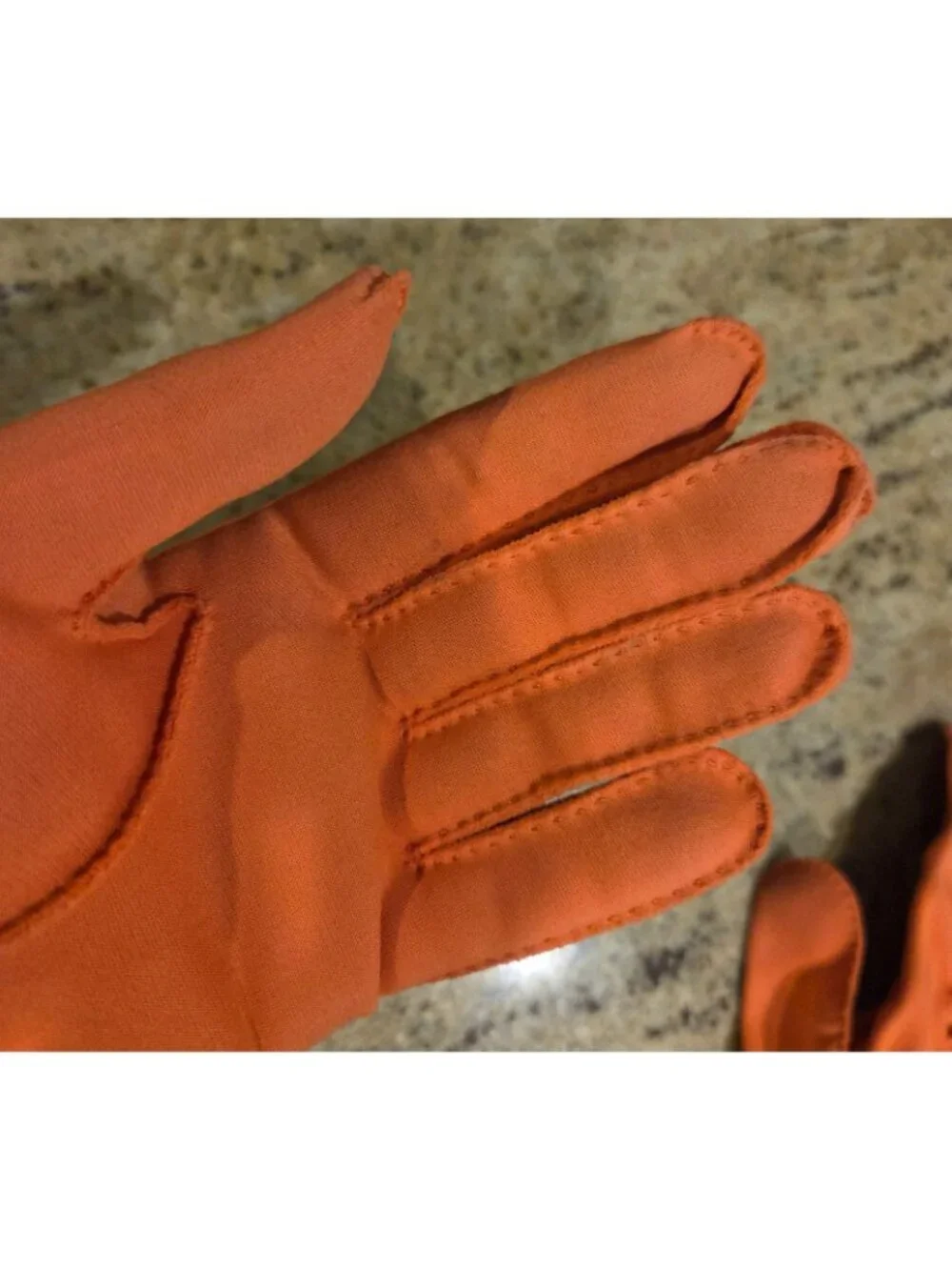 Vintage Womens Size XL XXL Pumpkin Orange Formal Stretch Nylon Gloves